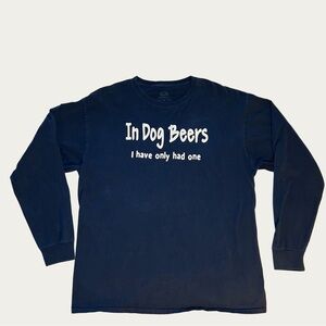 Fruit of the Loom Dark Blue Dog 🐶 and‎ Beer 🍺 Humor Shirt Men’s Size XL